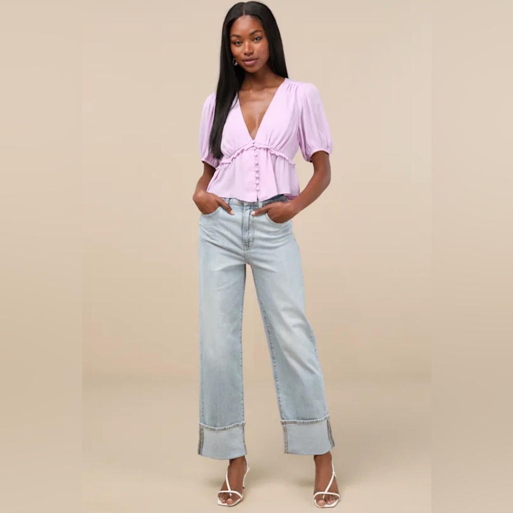 Eastside Light Wash High-Rise Cuffed Denim Jeans
